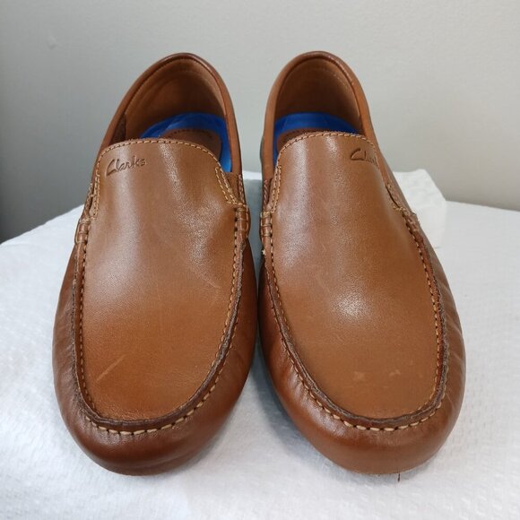 CLARKS MARKMAN SEAM DRIVING MOCASSINS MENS, SIZE 8.5, TAN - Picture 7 of 10